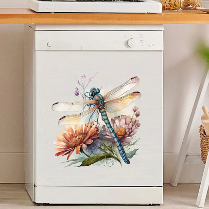 M739 Beautiful flowers and Dragonfly Insect Wall Sticker Kids Room Bedroom Home Decoration Wallpaper Self Adhesive Decals