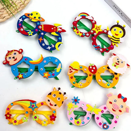 Children Kids DIY Eyeglasses Cute Cartoon Animal Eva Art Craft 5D Gem Diamond Eyeglasses Sticker Games Education Toys Gifts