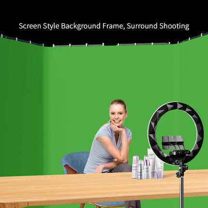 SH Green Screen 2.4X4M Collapsible Chroma Key Backdrop Wrinkle-Resistant Fabric Ultra-Quick Setup background removal for Stream