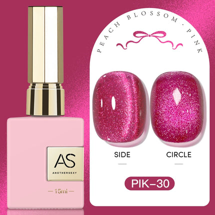 AS 15ml Pink Glass Bead Cat Magnetic Gel Nail Polish Spring Jelly Crystal Semi Permanent Moonlight Soak Off Manicure Varnish Gel