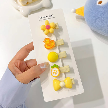 5PCS/Set Cute Cartoon Baby Girl Hair Clips Sweet Flower Bow Sided Clips Bangs Clips Kids Barrettes Hair Accessories
