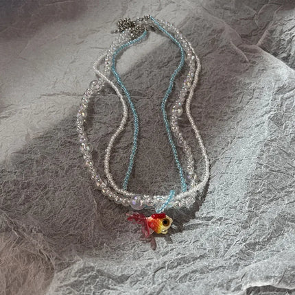 Boho Kpop Colorful Sugar Star Tassel Pendant Choker Necklace for Women Sweet Love Heart Chain Aesthetic Y2K Jewelry Accessories