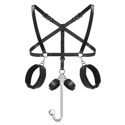 Erotic Toys Kits Adjustable Bondage Reverse Handcuffs Metal Anal Hook Binding Belt Sets Sex Toy For Couples BDSM Adult Toys