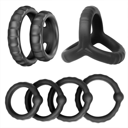 Reusable Silicone Penis Ring (Newest Design) - Delayed Ejaculation & Penis Enlargement, Men’s Dick Enlarger Sex Toy