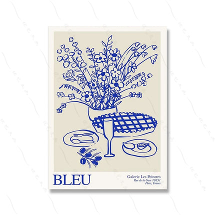 La Dolce Vita Kitchen Prints Retro Italian Foodie Art Poster Coastal Decor Blue & Yellow Gallery Wall Canvas Painting