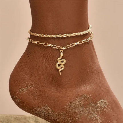 YOBEST Gold Color Double-Layer Anklets For Women Girl New Trend Leg Chain Waterproof Jewelry Gift Party