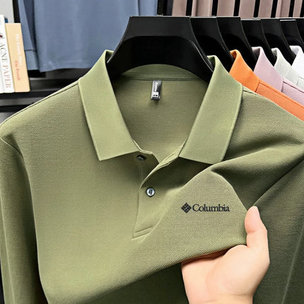 High-end brand Polo shirt, long-sleeved, fashionable printed men's top, spring, 100% cotton, skin-friendly, comfortable, casual T-shirt