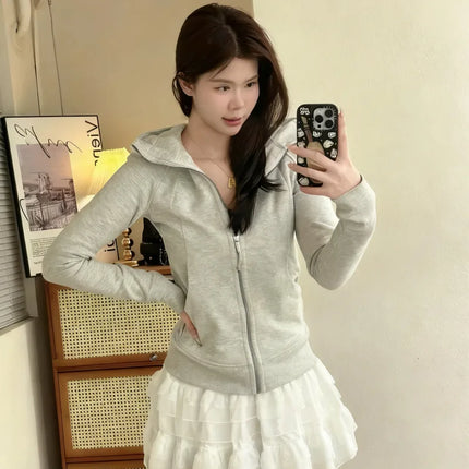 Lulu Original Label Scuba Autumn Winter Slim Fit Fleece Lined Open Cardigan Full Zip Hoodie Casual Long Sleeve Sweatshirt