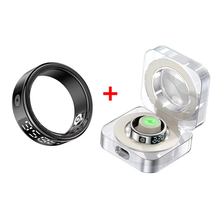 LED Display Screen Smart Ring for Heart Rate Oxygen Sleep Monitoring Multi Sports Modes Waterproof Bluetooth Women Healthy Rings