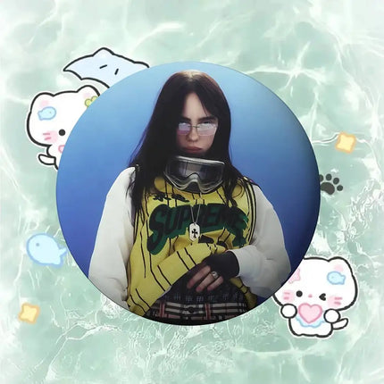 B-Billie Singer E-Eilish Badges Badges Cartoon Round Brooches On Backpack Jacket Acrylic Button Pins Collection Gifts