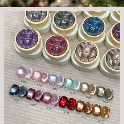 12g Reflective Magnetic Cat Eye Gel Polsih 12 Colors Set Soak Off Varnish Semi Permanent Holographic Cat Eye Gel Nail Art