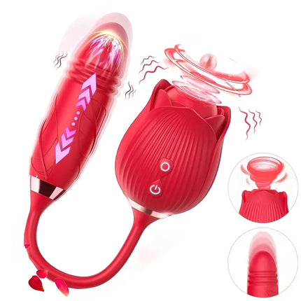 2 in1 Thrusting Vibrator Dildos for Women Rose Sucking Vibrator G Spot Anal Vibrators Stimulator Adult Supplies Female Sex Toys