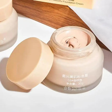 Soft Glow Foundation Cream Waterproof Sweat-Resistant Long-Lasting Makeup Concealing Moisturizing Liquid Foundation