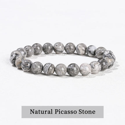 JD Natural Stone Beads Bracelet Amethyst Tiger Eye Crystal Quartz Agate Gem Beads Bangles Women Men Reiki Healling Jewelry Gift