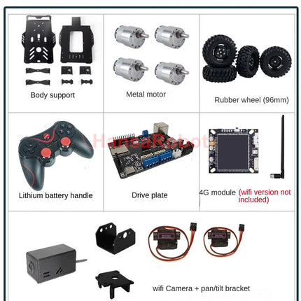 4G Wireless WiFi App RC Smart Video 4WD Robot Car Kit Off Road Obstacle Avoidance Car Mixly Graphical Program Unassembled