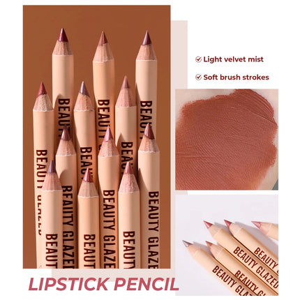 12pcs Lip Liner Pencil Set Matte Nude Sharping Lipliner Pencil Lipstick Waterproof Long Lasting Lipstick Pen Lip Tint Cosmetics