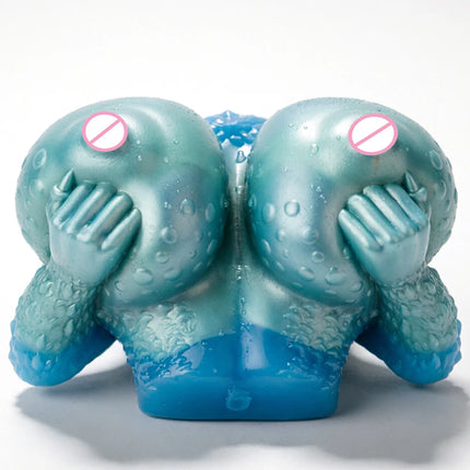 GEEBA Ultra-Realistic Blue Silicone Male Stroker Fantasy Breast Modeling Premium Adult Men Masturbator Body-Safe Adult Onahole