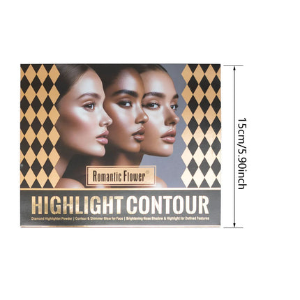 6-Color Bronzed Fine Glitter Highlighter Palette - Eyeshadow Brush Included Contour Highlighter Sculpts Facial Bones