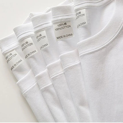2PCS 100% Cotton Solid T-Shirts Men's and Women's Short Sleeve White Tees Casual Breathable Loose Round Neck T-shirt Couple Tops