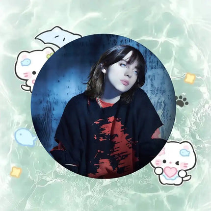 B-Billie Singer E-Eilish Badges Badges Cartoon Round Brooches On Backpack Jacket Acrylic Button Pins Collection Gifts