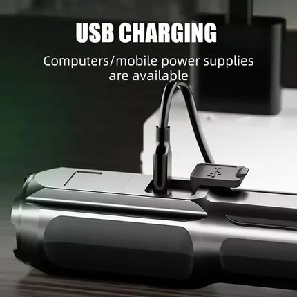 Powerful LED Flashlight Rechargeable USB Built-in Lithium Battery Waterproof Zoom Fishing Hunting Camping Tactical Flashlight