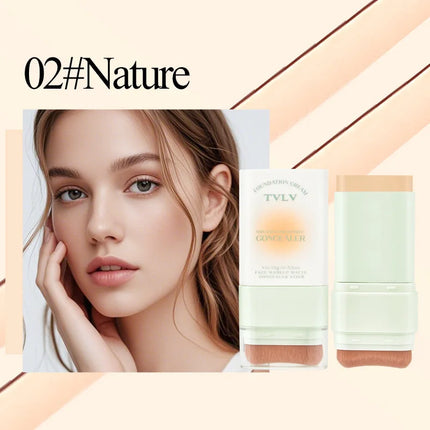Contour and Concealer Dual-Head Foundation Cream, Moisturizing and Non-tarnishing, Non-caking Foundation Lotion