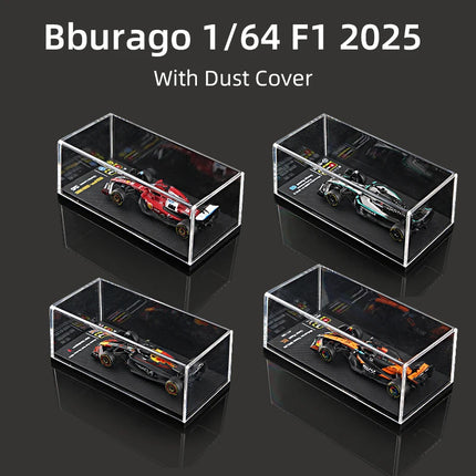 Bburago 1:64 2025 F1 With Dust Cover Alloy Car Model Formula Racing Die Cast Toy SF25 RB21 W16 MCL39