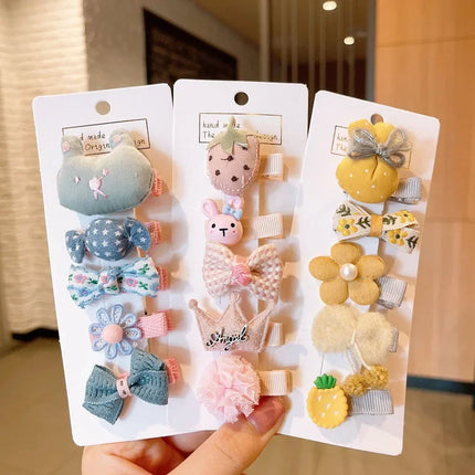 5Pcs/set Cute Bow Flower Hair Clips for Baby Girls Sweet Princess Rabbit Hairpins Kids Hair Accessory