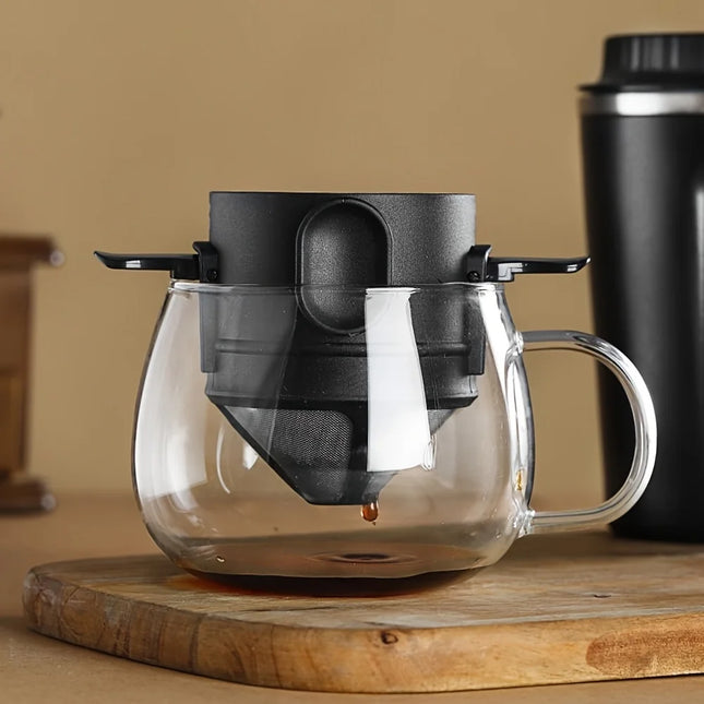 1/3pcs Folding Coffee Maker Filters Pour Over Dripper Set Stainless Steel Hand-Flush Funnel Cup with Ear Hook For Perfect Coffee