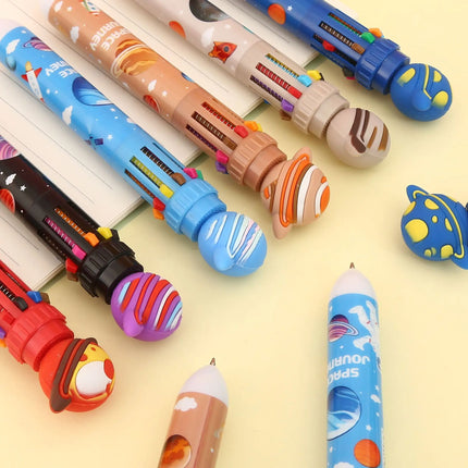 Astronaut 10-Color Pen The Creative Multi-Pen for Vibrant Journaling & Efficient Study Sessions