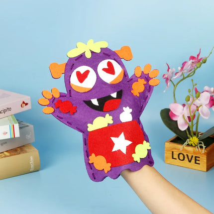 DIY Sewing Halloween Hand Puppet Non-woven Craft Kit for Kids Role Play Pirate Monster Handmade Doll Halloween Party Favor Gifts