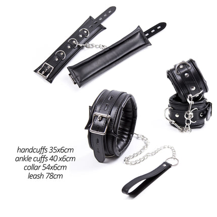 Thierry 3Pcs Soft Bondage Restraints Handcuffs Collar Wrist Ankle Cuffs for Fetish Erotic BDSM Adult Games Couple Sex Product