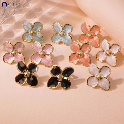 New Temperament Flower Earrings for Women Girls Sweet Korean Fashion Gold Color Crystal Zircon Party Accessories