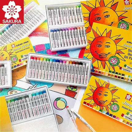 SAKURA Cray-Pas Artist Soft Oil Pastels for Kids Artists Oil Pastel Stick Painting Junior Children's Washable Drawing Crayons