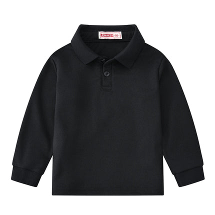 Autumn new boys'  and girls 1-14 years old long sleeved polo shirt T-shirt solid color casual top