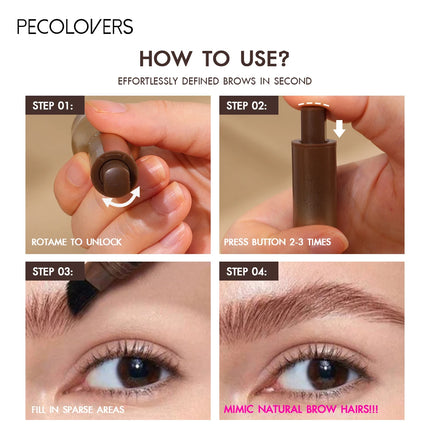 1PC Waterproof 3D Press-type Eyebrow Pencil - Accurate Contouring, Anti-smudge, Natural Wild Eyebrows, Suitable for Beginners