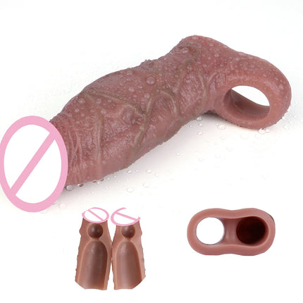 SXXY Ultra Realistic Penis Sleeve Lifelike Hollow Dildo For Men Delay Ejaculation Male Penis Enlargement Sex Toys With Cock Ring