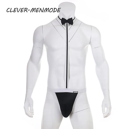 Novelty Sexy Men's Mankini Thong Underwear Erotic Lingerie Waiter Costume Suspender Bodysuit Tie Teddies