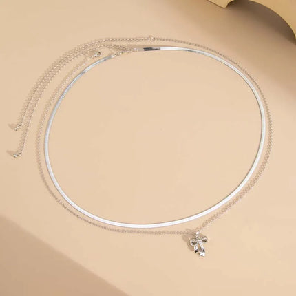 Sexy Bow Flat Snake Waist Chain for Women Simple Gold Color Metal Double Layered Belly Chain Summer Beach Jewelry Accessories