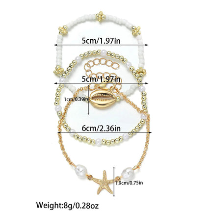 Bohemian style new gold star-shaped seashell fashion multi-purpose ankle chain set of three pieces
