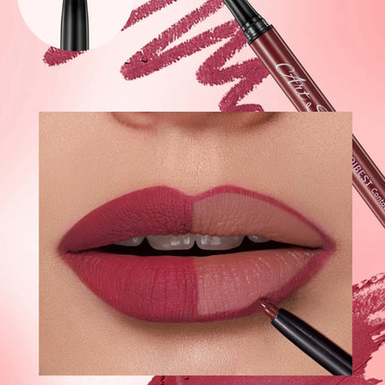 QIBEST Matte Lip Liner Set 12 Colors Nude Shades Lipliner Pen Waterproof Lip Contouring Pencils Lasting Makeup Kits Lipstick Pen