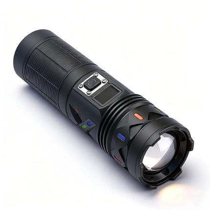 BORUiT 5000Lumen Ultra Bright LED Flashlight1500M Range Zoom Torch USB Rechargeable Handheld Torch With Digital Display Camping