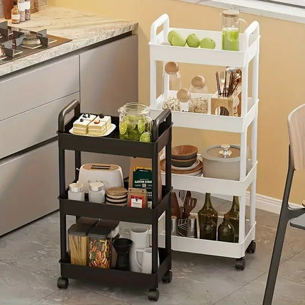 4-tier storage cart - multifunctional rolling cart, suitable for the kitchen, bathroom, nursery, bedroom, and more