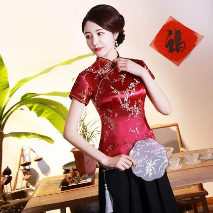 Elegant Ethnic Style Streetwear Cheongsam Qipao Tees Fashion Clothes T-shirts Vintage Shirts for Women Y2k Tops Women Clothing