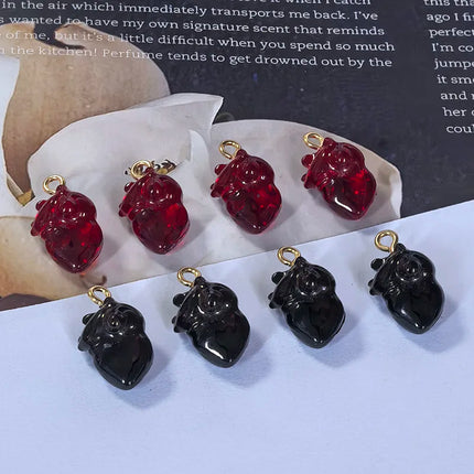10pcs Simulation Wine Red Cardiac Organ Resin Charms Hallowmas Pendant For Jewelry Make DIY Cute Earring Necklace Bracelet Charm