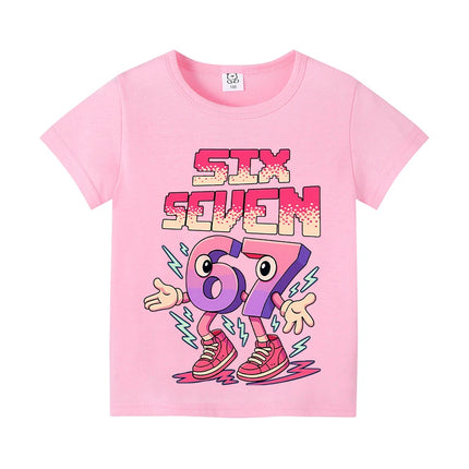 Steal A Brainrot Children Short Sleeves T-Shirts Cartoon 67 Six Seven Tops Shirts Game Cute Girls Boys Kids Summer Clothes Gift