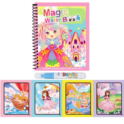 Cartoon Magic Water Drawing Book with Water Pen Reusable Coloring Book Early Learning Educational Graffiti Toy for Kids