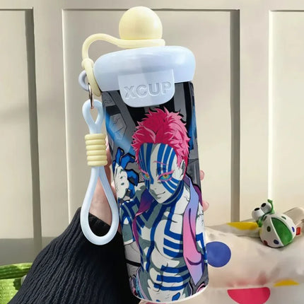 Demon Slayer Stainless Steel Insulated Cup Cute Fashion Cartoon Floating Ball Straw Thermos Portable Coffee Cup Gift for Friends