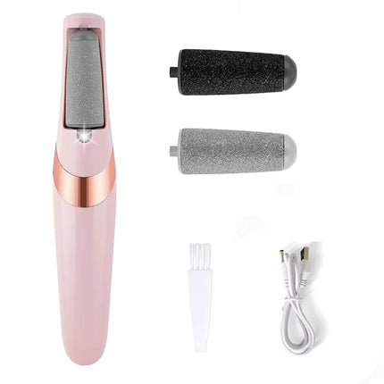 USB Rechargeable Electric Foot Callus Remover, Portable Pedicure and Foot Grinding Tool, Creates Smooth Feet, 2 Adjustable Settings, 2 Replaceable Grinding Heads, Suitable for Feet and Toenails, Perfect for Home Pedicure Expe