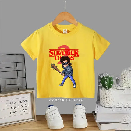 Trendsetting Stranger Things Prints for Summer Cheap Yet Chic O-neck Tees for Boys and Girls Soft Fashionable for Kids